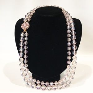 Vintage Pink Double Strand Beaded Necklace